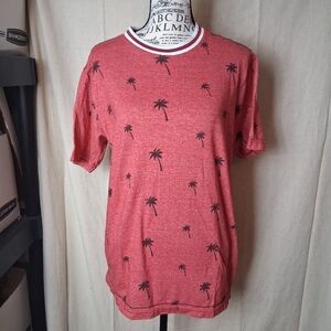 Huntington Red Palm Tree Print Men's T-Shirt Medium